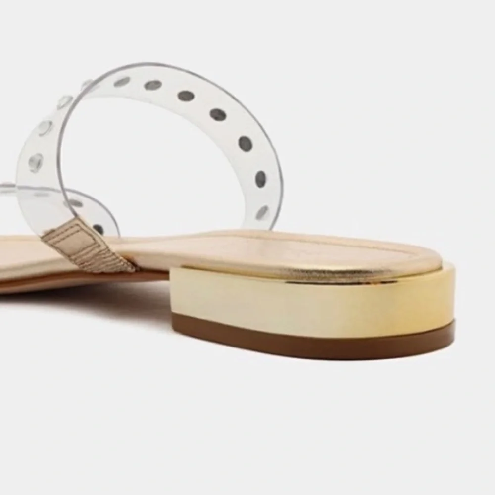 SCHUTZ Arielle Clear Slide‎ Sandal Gold